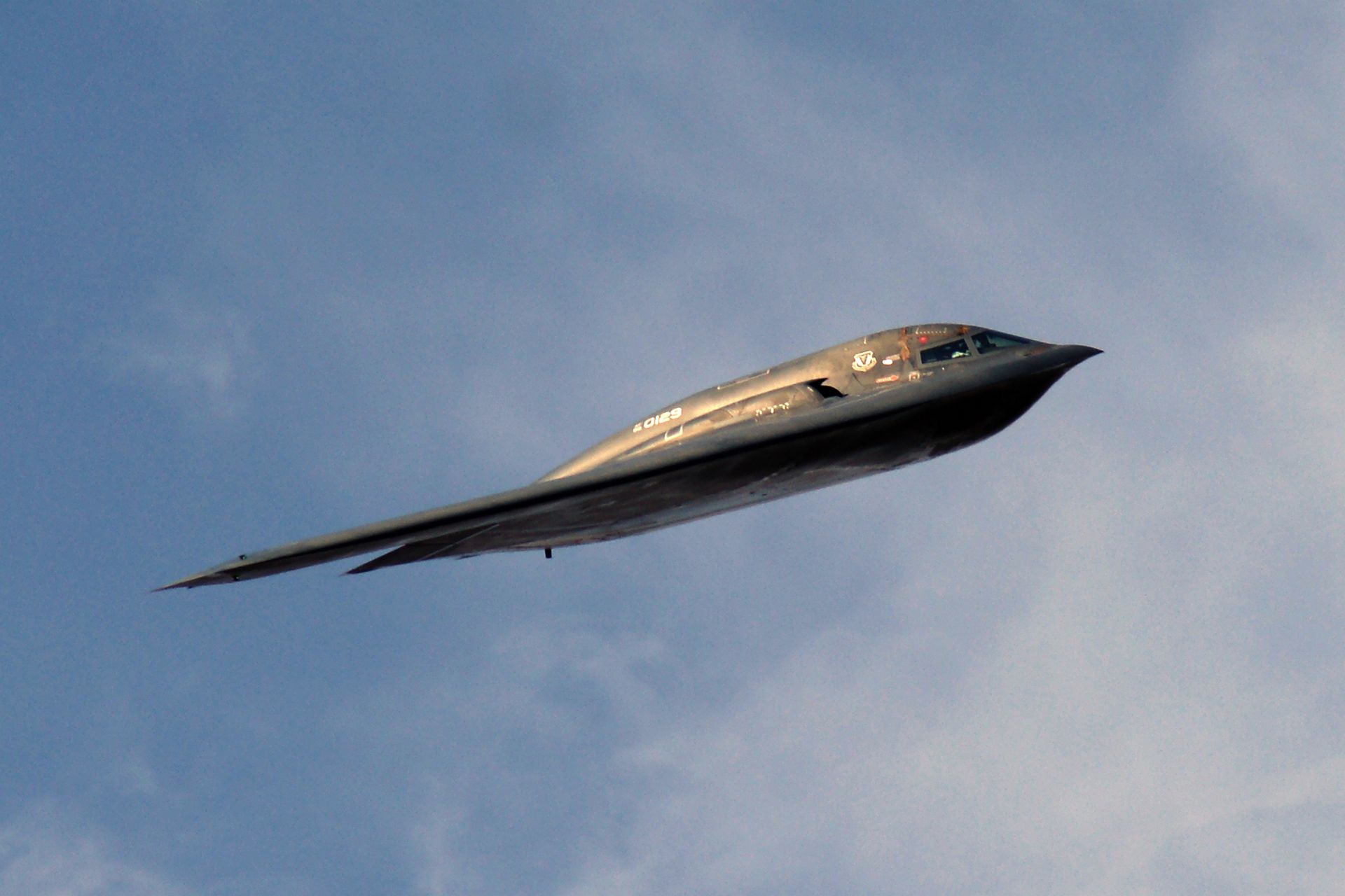 B-21 bomber on take-off climb