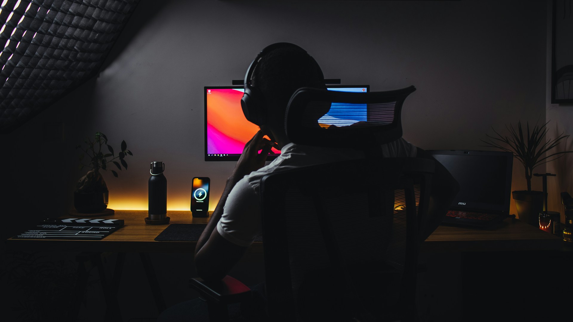 Youtuber on his desk