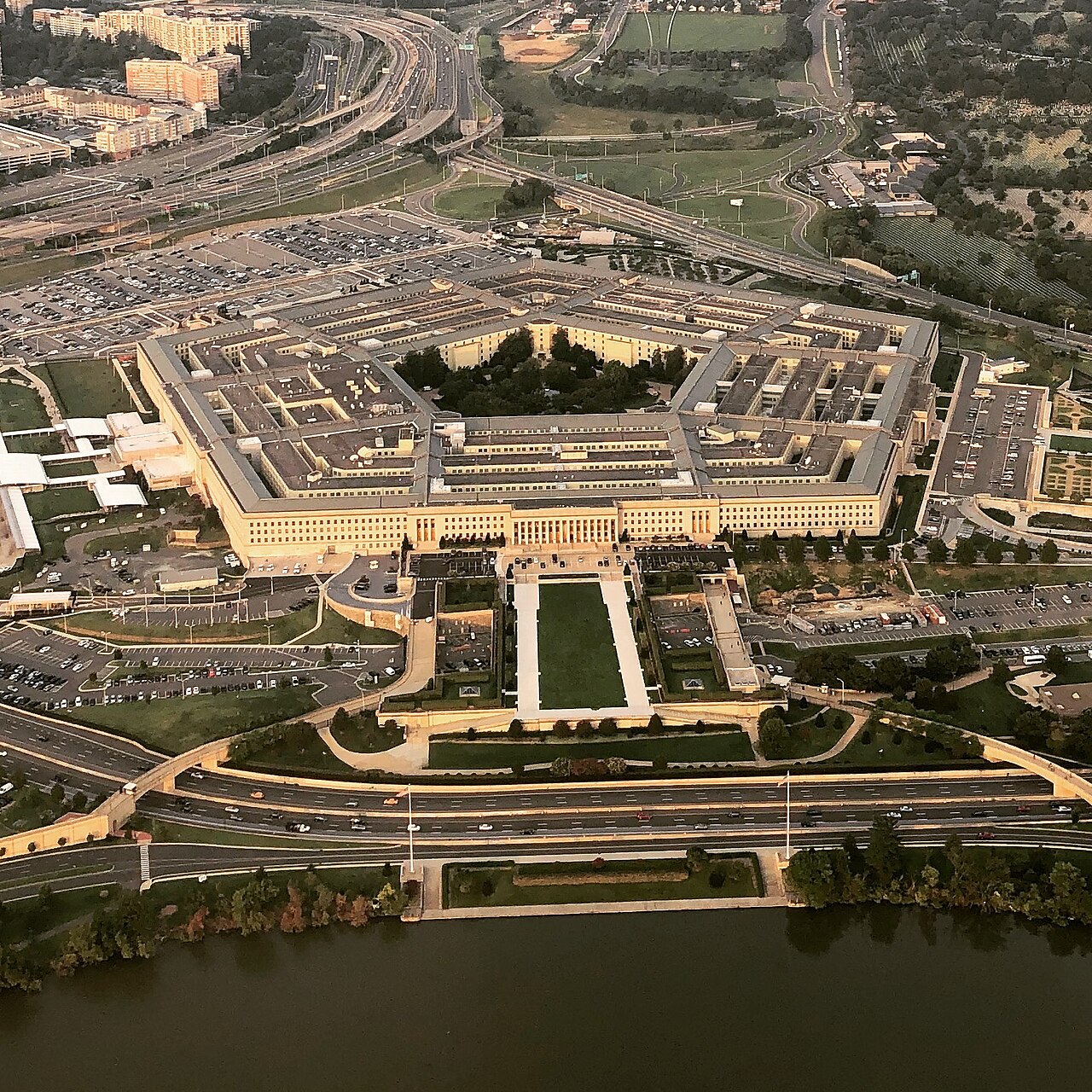 The Pentagon, the Headquarters of the US Department of Defense. Photo was taken from a commercial airliner during the early morning sometime in September 2018.