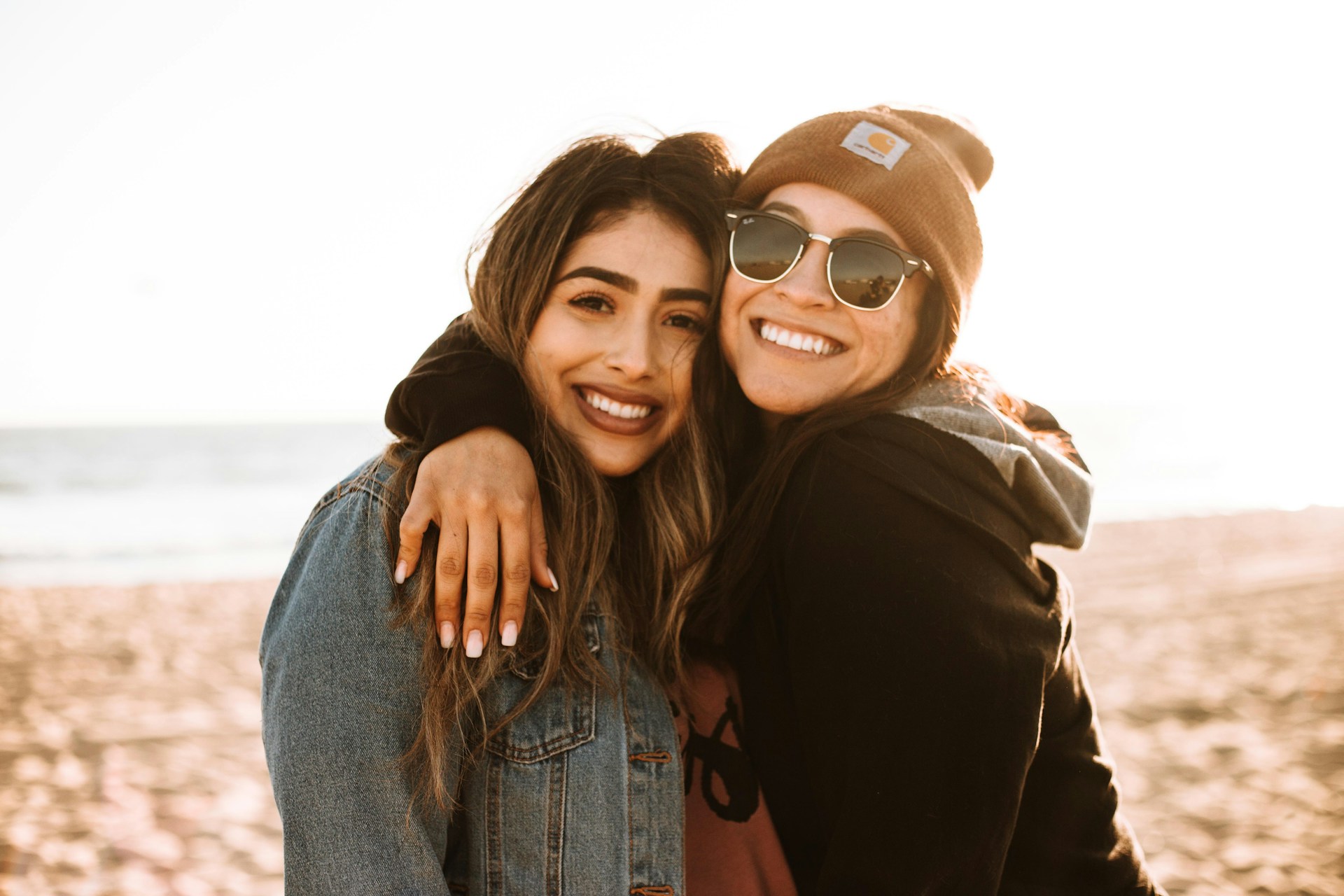 Two friends embracing